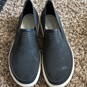 CROCS Men's Black Perforated Slip-On Loafers